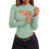 image:imageLYANER Womens Cutout Front Sexy BodysuitsLight Green