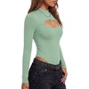 image:imageLYANER Womens Cutout Front Sexy BodysuitsLight Green