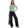 image:imageLYANER Womens Cutout Front Sexy BodysuitsLight Green