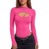 image:imageLYANER Womens Cutout Front Sexy BodysuitsRose