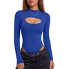 image:imageLYANER Womens Cutout Front Sexy BodysuitsRoyal Blue