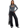 image:imageLYANER Womens Cutout Front Sexy BodysuitsWinter Gray