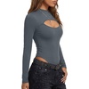 image:imageLYANER Womens Cutout Front Sexy BodysuitsWinter Gray