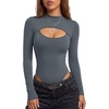 image:imageLYANER Womens Cutout Front Sexy BodysuitsWinter Gray
