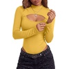 image:imageLYANER Womens Cutout Front Sexy BodysuitsYellow