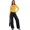 image:imageLYANER Womens Cutout Front Sexy BodysuitsYellow