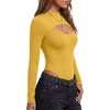image:imageLYANER Womens Cutout Front Sexy BodysuitsYellow