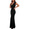 image:imageLYANER Womens Deep V Neck Cap Sleeve Long DressBlack