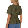 image:imageLYANER Womens Deep V Neck Sexy Blouse TopArmy Green