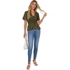 image:imageLYANER Womens Deep V Neck Sexy Blouse TopArmy Green