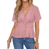 image:imageLYANER Womens Deep V Neck Sexy Blouse TopDeep Pink