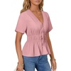 image:imageLYANER Womens Deep V Neck Sexy Blouse TopDeep Pink