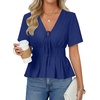 image:imageLYANER Womens Deep V Neck Sexy Blouse TopRoyal Blue