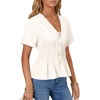 image:imageLYANER Womens Deep V Neck Sexy Blouse TopWhite