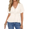 image:imageLYANER Womens Deep V Neck Sexy Blouse TopWhite