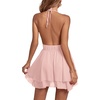 image:imageLYANER Womens Deep V Neck Sexy Mini DressSolid Pink