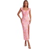 image:imageLYANER Womens Floral Print High Slit Long Dress Light PinkLight Pink