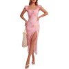 image:imageLYANER Womens Floral Print High Slit Long Dress Light PinkLight Pink