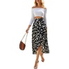 image:imageLYANER Womens Floral Printed Split High Low Ruffle Hem Elastic Waist Midi SkirtBlack