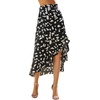 image:imageLYANER Womens Floral Printed Split High Low Ruffle Hem Elastic Waist Midi SkirtBlack
