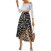 image:imageLYANER Womens Floral Printed Split High Low Ruffle Hem Elastic Waist Midi SkirtBlack