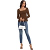 image:imageLYANER Womens Frill Square Neck Casual Peplum TopDeep Brown
