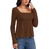 image:imageLYANER Womens Frill Square Neck Casual Peplum TopDeep Brown