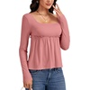 image:imageLYANER Womens Frill Square Neck Casual Peplum TopDusty Pink