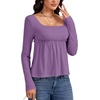 image:imageLYANER Womens Frill Square Neck Casual Peplum TopDusty Purple