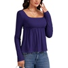 image:imageLYANER Womens Frill Square Neck Casual Peplum TopNavy Blue