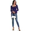 image:imageLYANER Womens Frill Square Neck Casual Peplum TopNavy Blue