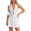 image:imageLYANER Womens Halter Deep V Neck Y2k Mini DressWhite