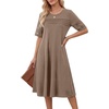 image:imageLYANER Womens Hollow Out Casual DressDark Khaki