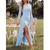 image:imageLYANER Womens Jacquard Knit Floral Long DressLight Blue