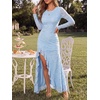 image:imageLYANER Womens Jacquard Knit Floral Long DressLight Blue