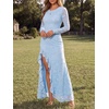 image:imageLYANER Womens Jacquard Knit Floral Long DressLight Blue