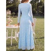 image:imageLYANER Womens Jacquard Knit Floral Long DressLight Blue