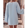 image:imageLYANER Womens Lace Trim Deep V Neck Mini DressLight Blue