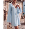 image:imageLYANER Womens Lace Trim Deep V Neck Mini DressLight Blue