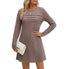 image:imageLYANER Womens Pleated Front Crew Neck Casual Mini DressPurple