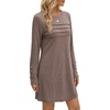image:imageLYANER Womens Pleated Front Crew Neck Casual Mini DressPurple