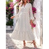 image:imageLYANER Womens Polka Dots Henley V Neck Long DressBeige
