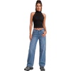 image:imageLYANER Womens Ribbed Knit Lace Trim Casual Crop Tank TopsBlack