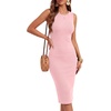 image:imageLYANER Womens Ribbed Knit Work Office Midi DressLight Pink
