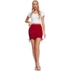 image:imageLYANER Womens Ribbed Side Drawstring Ruched Stretchy Mini Pencil Bodycon Short SkirtRed