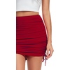 image:imageLYANER Womens Ribbed Side Drawstring Ruched Stretchy Mini Pencil Bodycon Short SkirtRed