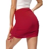 image:imageLYANER Womens Ribbed Side Drawstring Ruched Stretchy Mini Pencil Bodycon Short SkirtRed