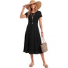 image:imageLYANER Womens Round Neck Short Sleeve Pleated Casual Midi Dresses Black Medium