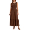image:imageLYANER Womens Round Neck Sleeveless Long DressBrown