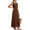 image:imageLYANER Womens Round Neck Sleeveless Long DressBrown